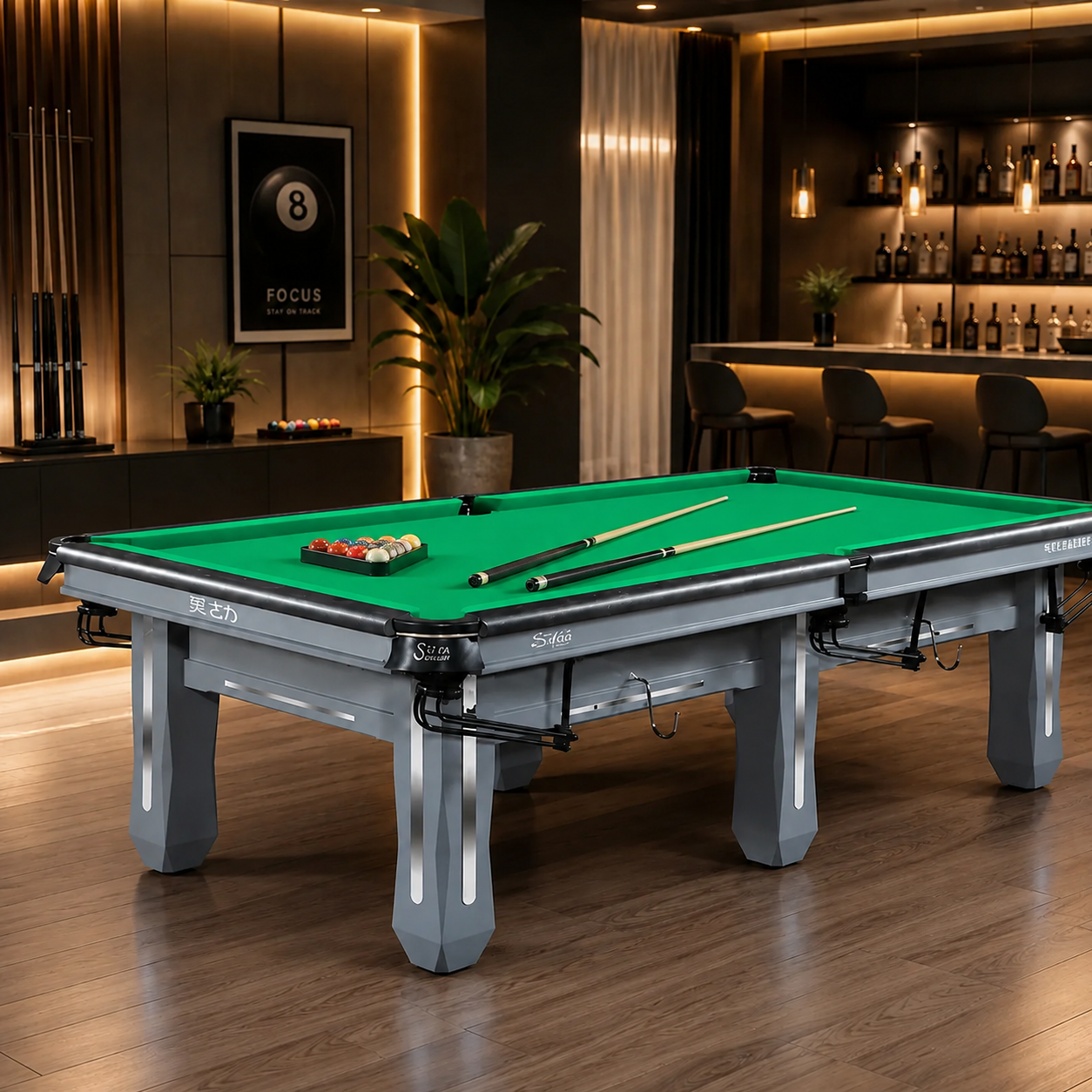 9-6 SM Dragon Chinese 8-Ball Billiard Table with 25mm Slate Top & Solid Maple Wood Frame