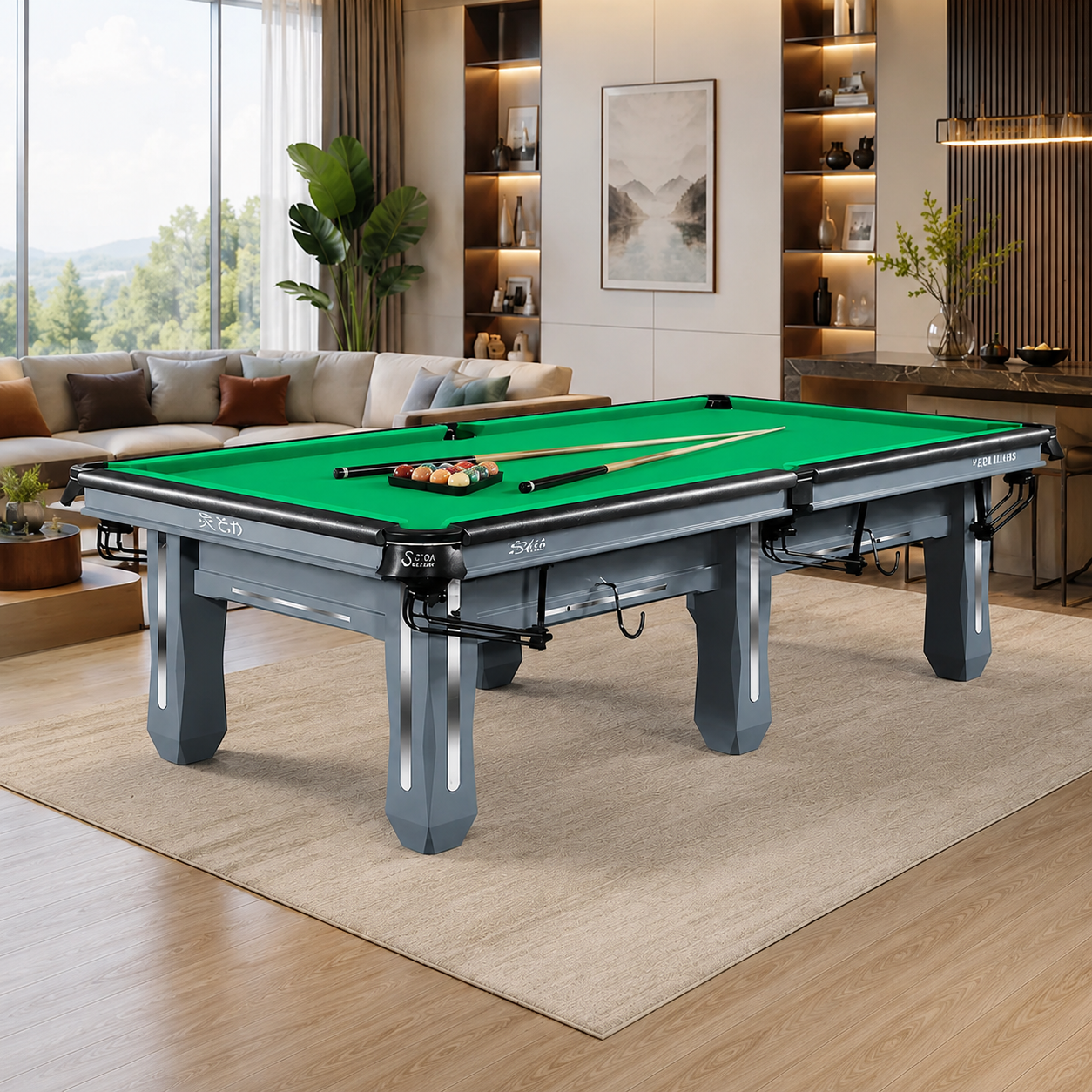 9-6 SM Dragon Chinese 8-Ball Billiard Table with 25mm Slate Top & Solid Maple Wood Frame