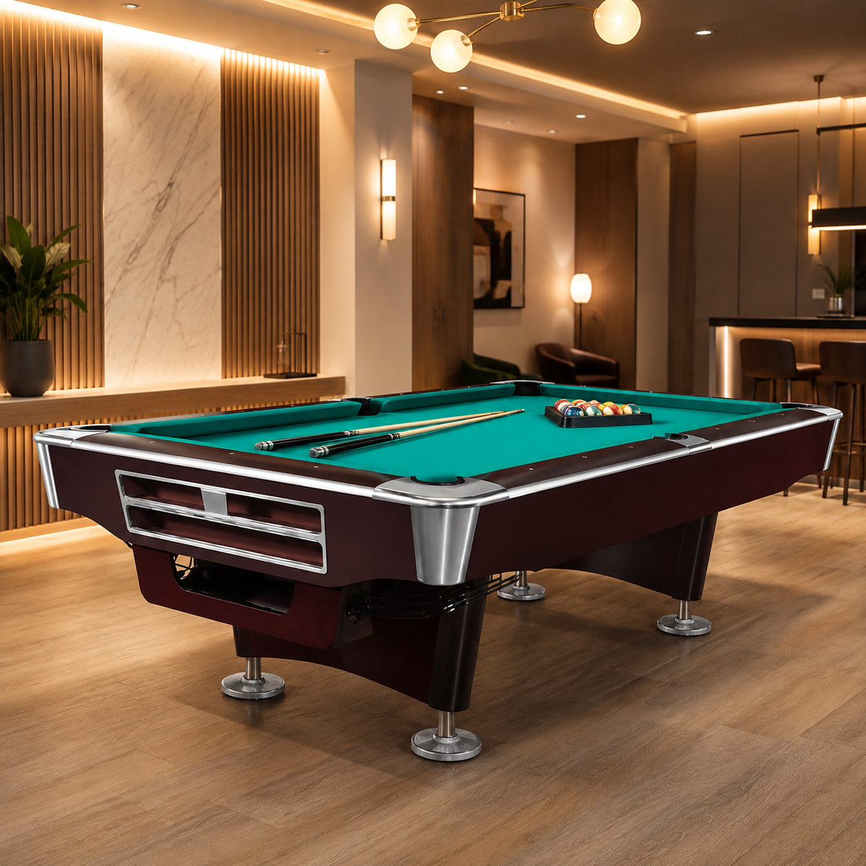 9ft,8ft Professional Modern Billiard Pool Table with Premium Blue Felt Style Billiard Pool Table – Modern Edition
