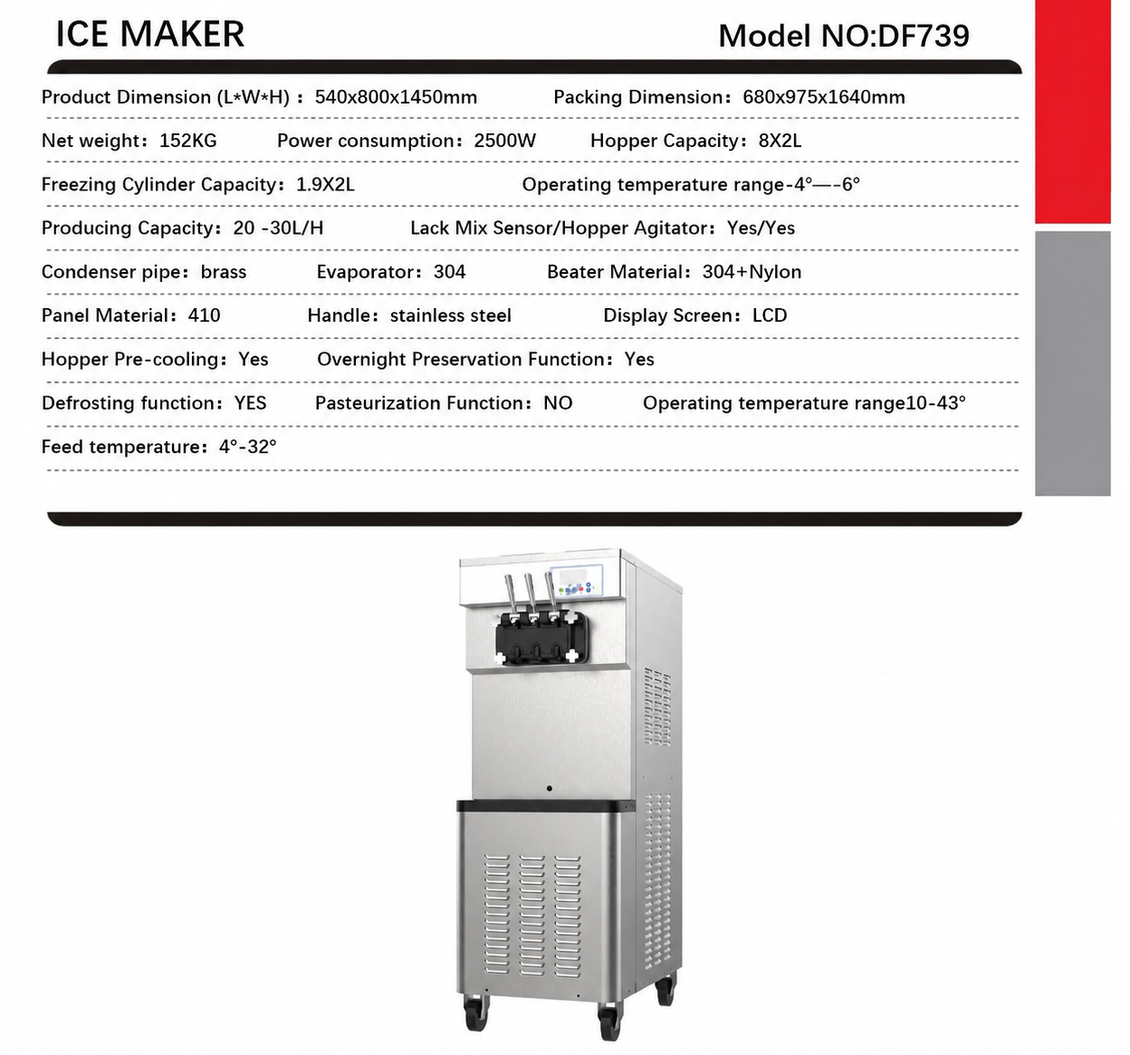Ice Cream Machine with 3 Flavors Commercial Ice Cream Maker 2500W Compressor Soft Ice Cream Machine with LCD Panel for Restaurants Snack Bar
