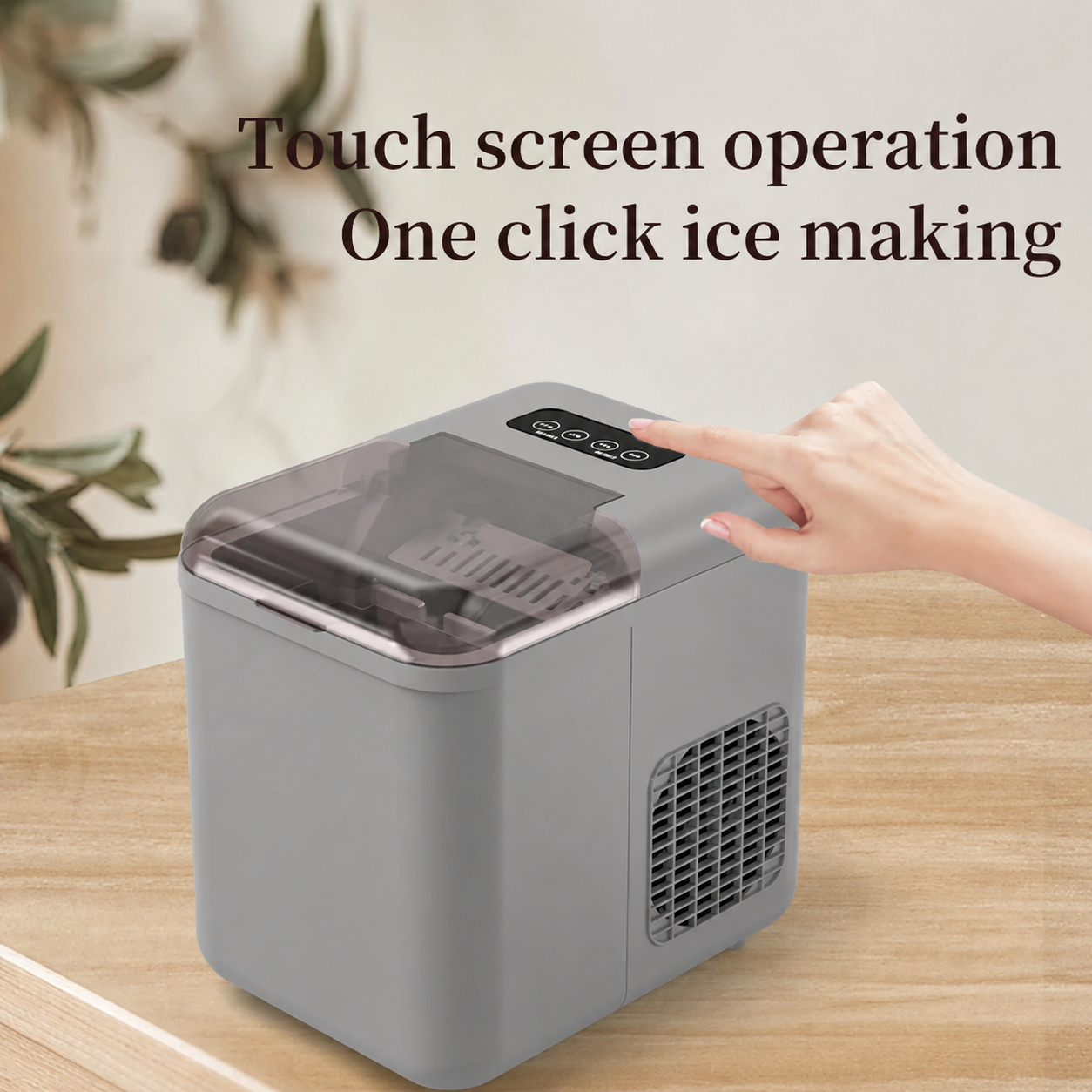 COOL BABY Smart App-Controlled Countertop Ice Maker – 1.3L Self-Cleaning Bullet Ice Machine, Grey | CKGO-i5