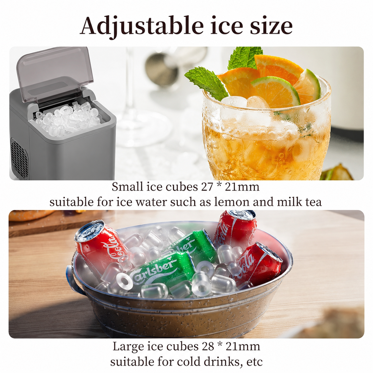 COOL BABY Smart App-Controlled Countertop Ice Maker – 1.3L Self-Cleaning Bullet Ice Machine, Grey | CKGO-i5