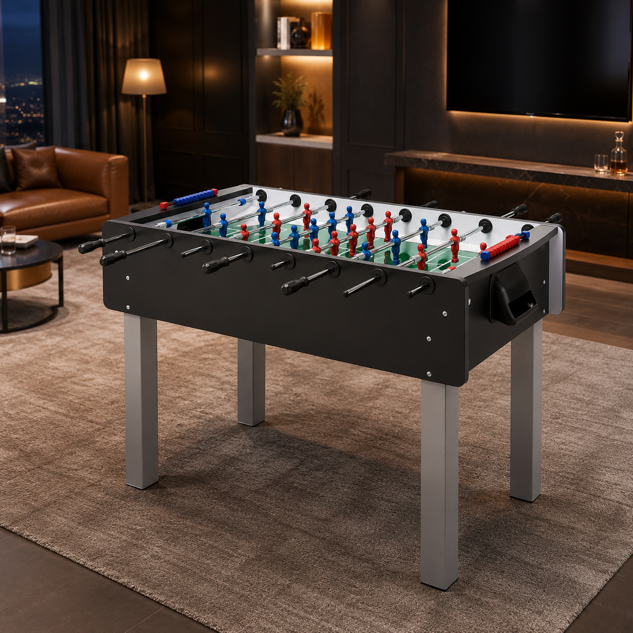 Gcc Mall Match Foosball Table Black Edition 22mm MDF Football Table with Tempered Glass Playfield
