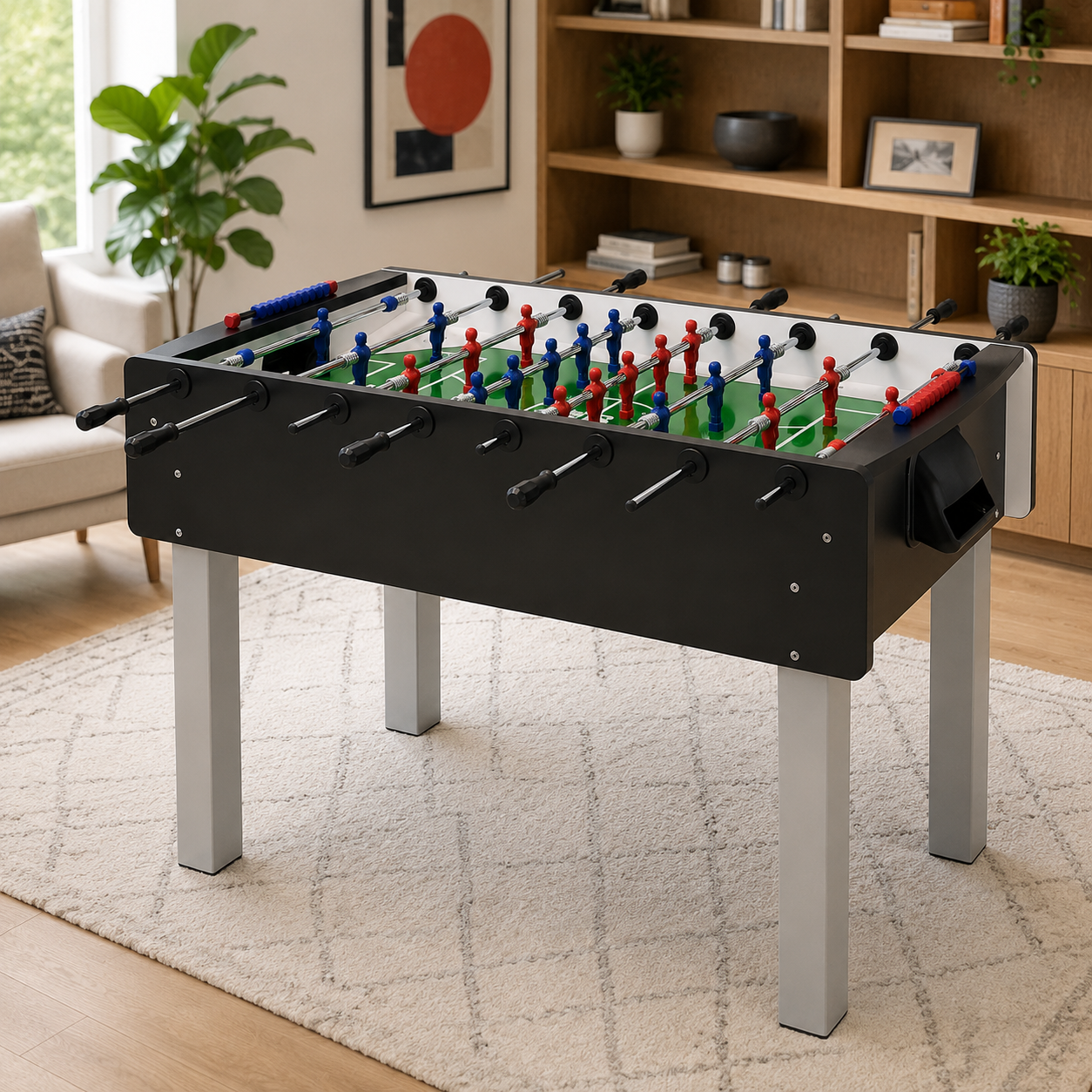 Gcc Mall Match Foosball Table Black Edition 22mm MDF Football Table with Tempered Glass Playfield