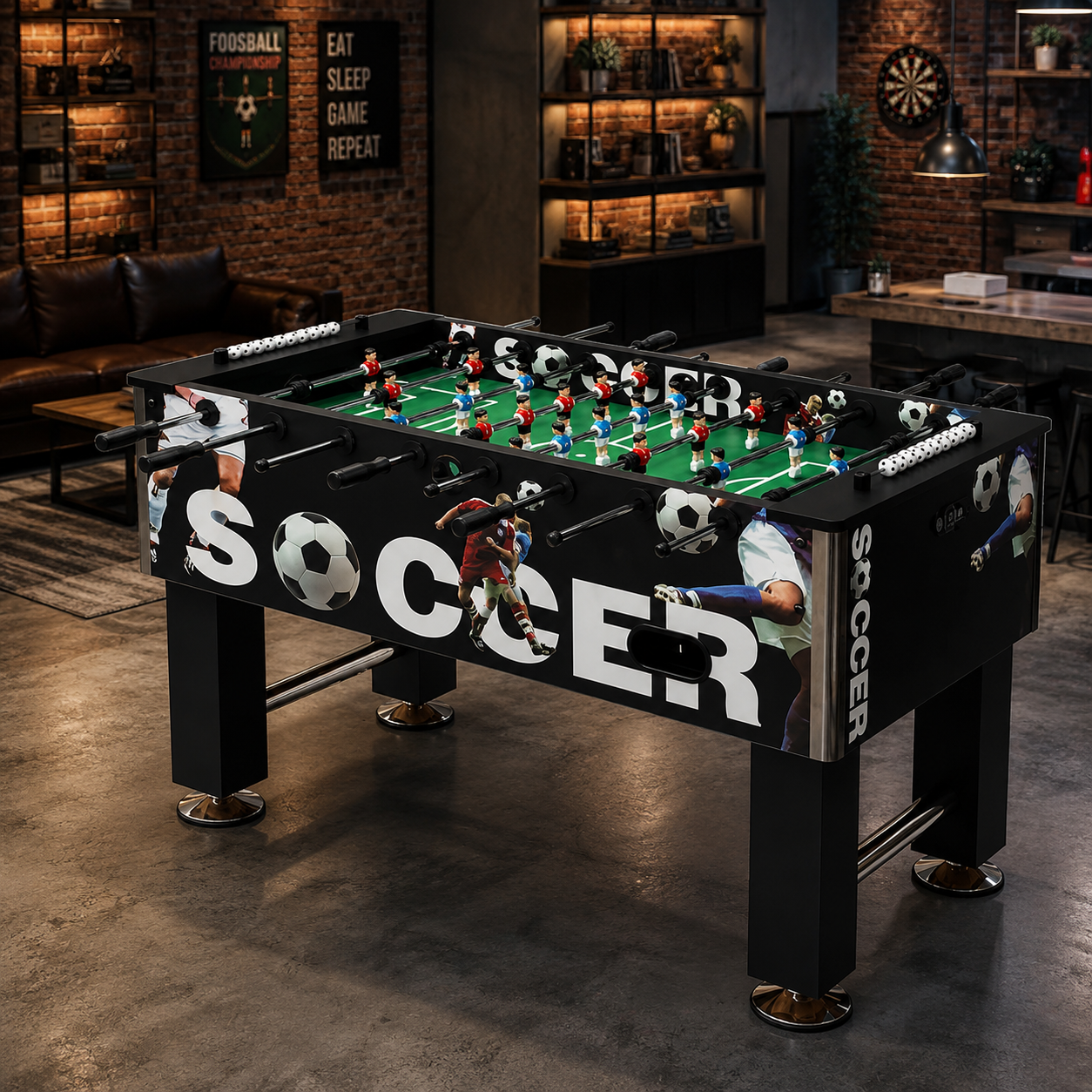 ST101D Funky Design Foosball Table Compact MDF Soccer Table with Chrome Steel Rods