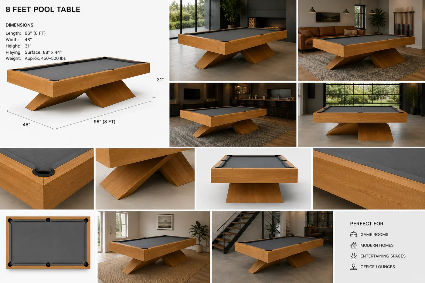 Professional Gaming Billiard Table – Luxury Sports Edition High-End Pool Table for Clubs, Villas & Entertainment Areas
