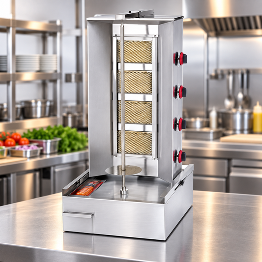Empero Gas Shawarma Machine with Bottom Motor | LPG & Natural Gas Doner Kebab Grill | Stainless Steel | Made in Turkey
