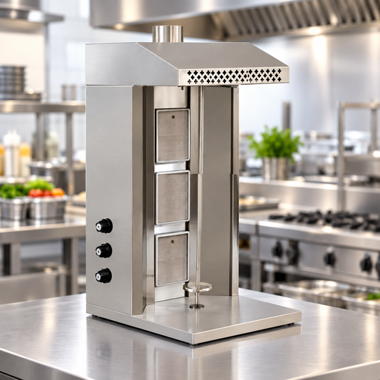 3 Burner Tabletop Gas Shawarma Machine | AISI 304 Stainless Steel Doner Kebab Grill | Turkish Burners | Made in UAE