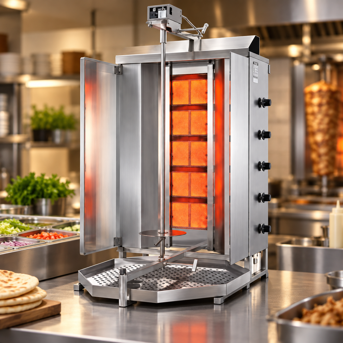 Potis GD5 Gas Shawarma Machine 120kg | Infrared Dual Burner Doner Kebab Grill 17.5kW | Made in Germany
