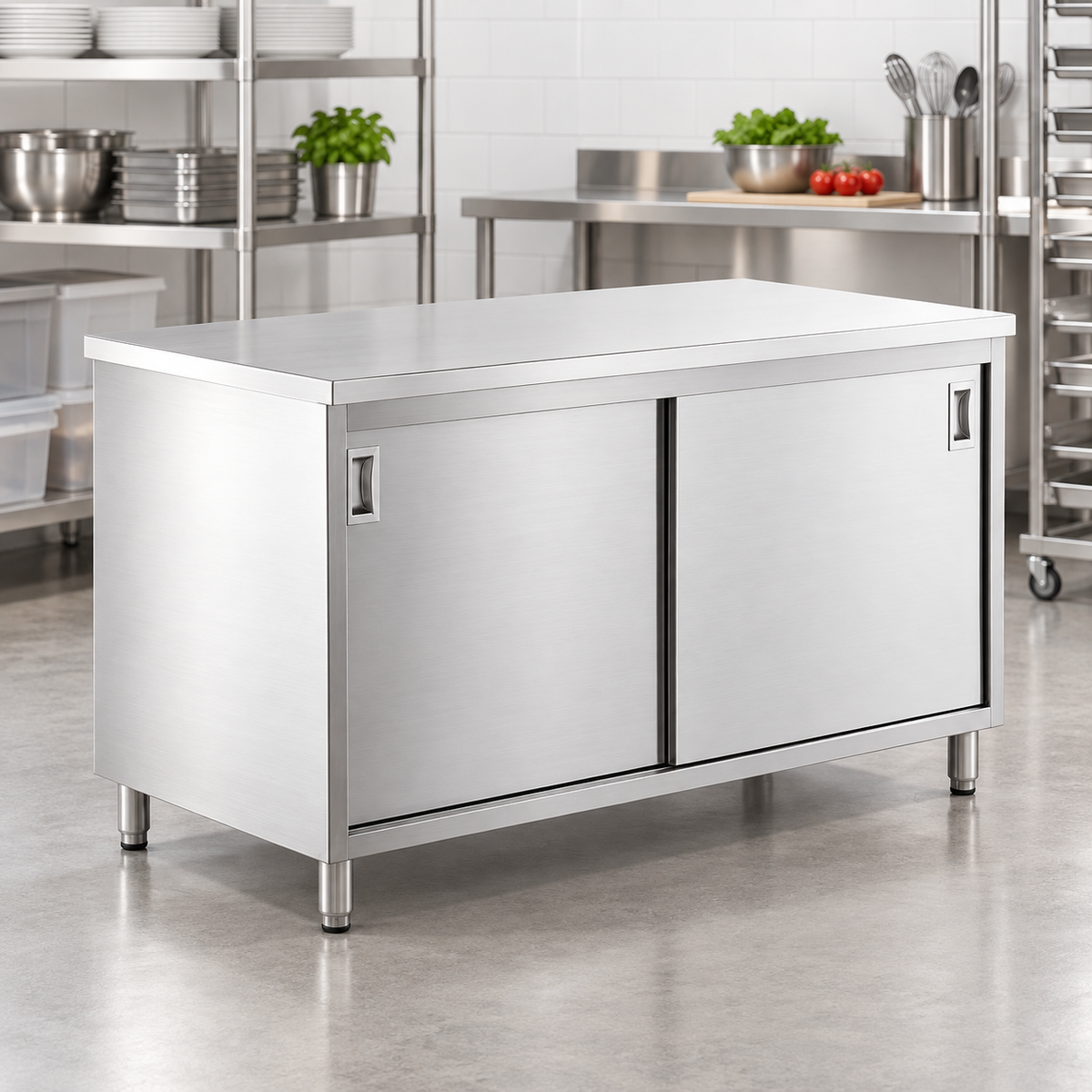 Commercial Stainless Steel Base Cabinet with Sliding Doors | AISI 304 | 1000×700×850 mm