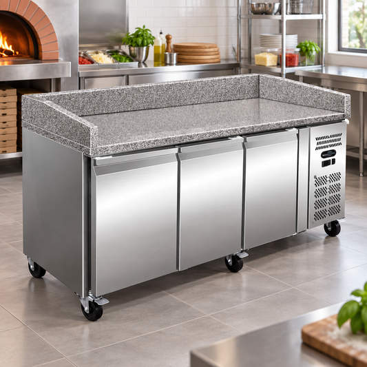 Dinox PZ3600TN 3 Door Pizza Counter Chiller 635L | Marble Top | +2°C to +8°C | Italian Technology