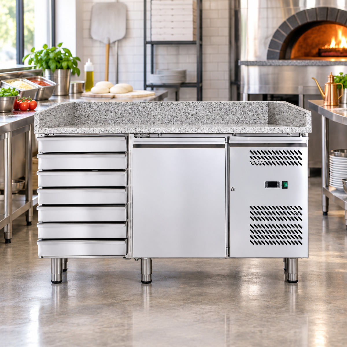 Dinox PZ1610TN Pizza Preparation Counter Chiller 221L | Marble Top | Drawer | +2°C to +8°C | Italian Technology