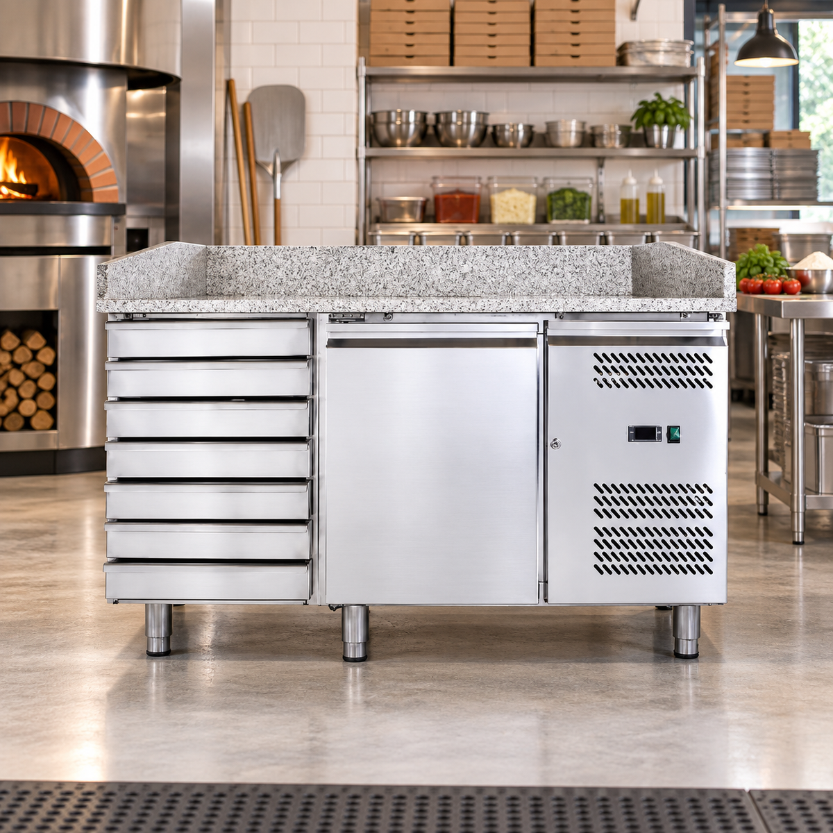 Dinox PZ1610TN Pizza Preparation Counter Chiller 221L | Marble Top | Drawer | +2°C to +8°C | Italian Technology
