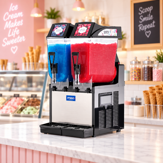 SPM MEC FROSTY 2 Commercial Slush Machine 24L – Double 12L Bowl Frozen Drink Dispenser | Made in Italy