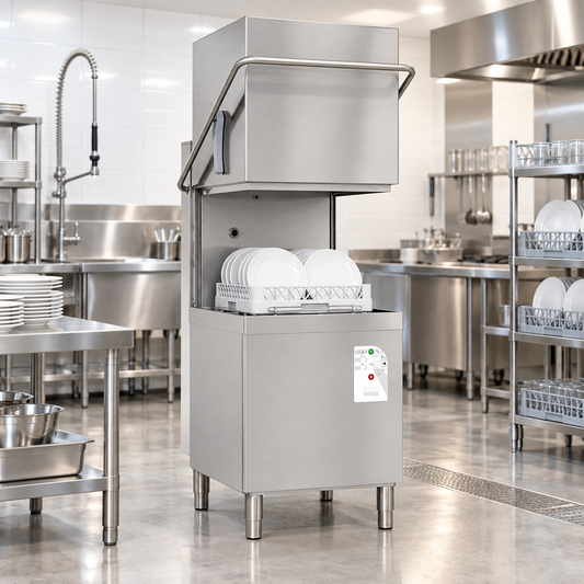 MEC T110 Hood Type Commercial Dishwasher – 500×500mm Basket, 30–40 Baskets/Hour, 2.9L Water Use | Made in Italy