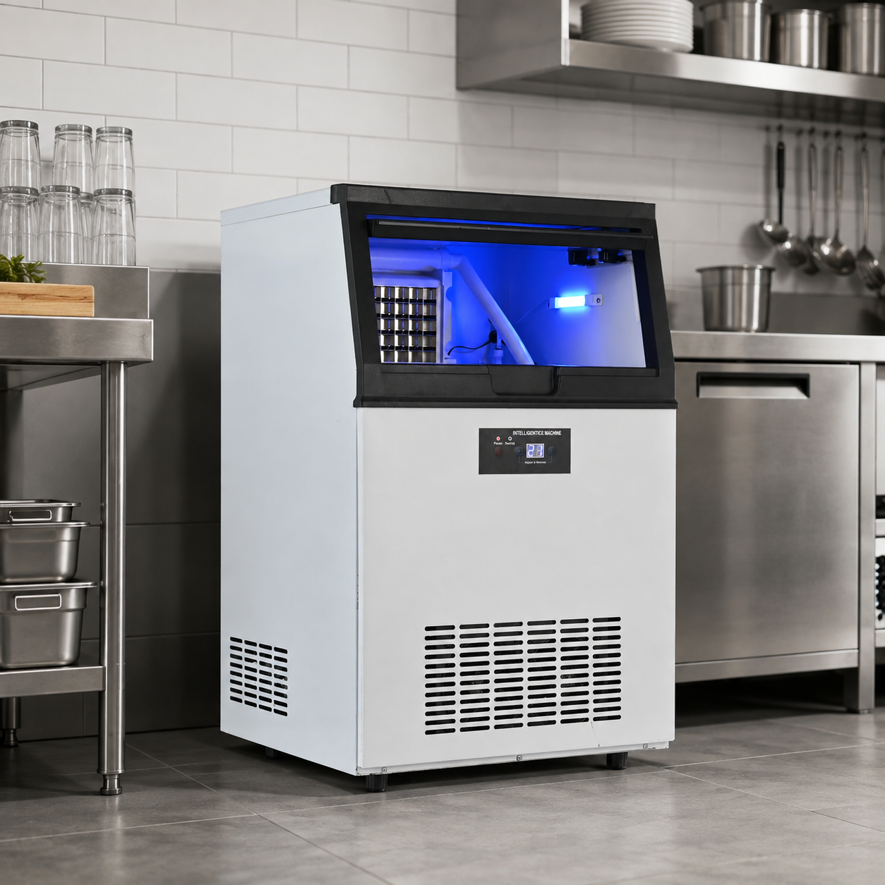 Commercial Ice Maker-120-130KG/day Large Capacity, 65 Ice Cubes are Made in 15 Minutes