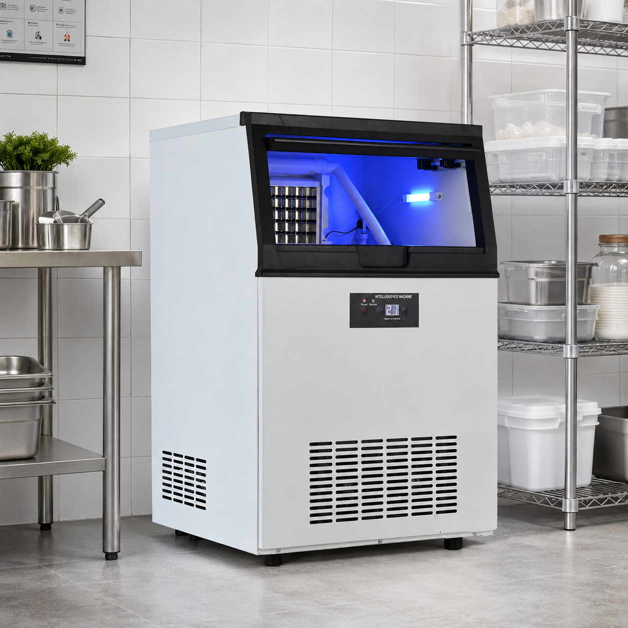 Commercial Ice Maker-120-130KG/day Large Capacity, 65 Ice Cubes are Made in 15 Minutes