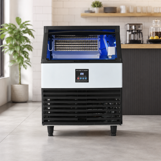 Commercial Ice Maker Machine 100KG/24H with 45KG Storage – Stainless Steel Under-Counter Ice Machine