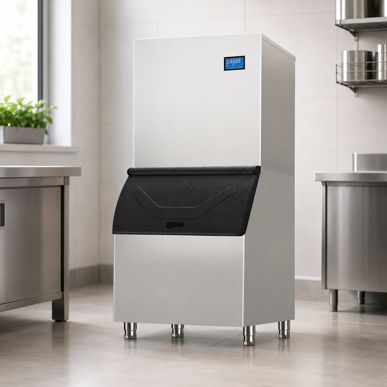 Commercial Ice Maker Machine 700KG/24H – Water-Cooled Split Ice Machine with 220KG Storage, Automatic Cleaning & Adjustable Square Ice Cubes