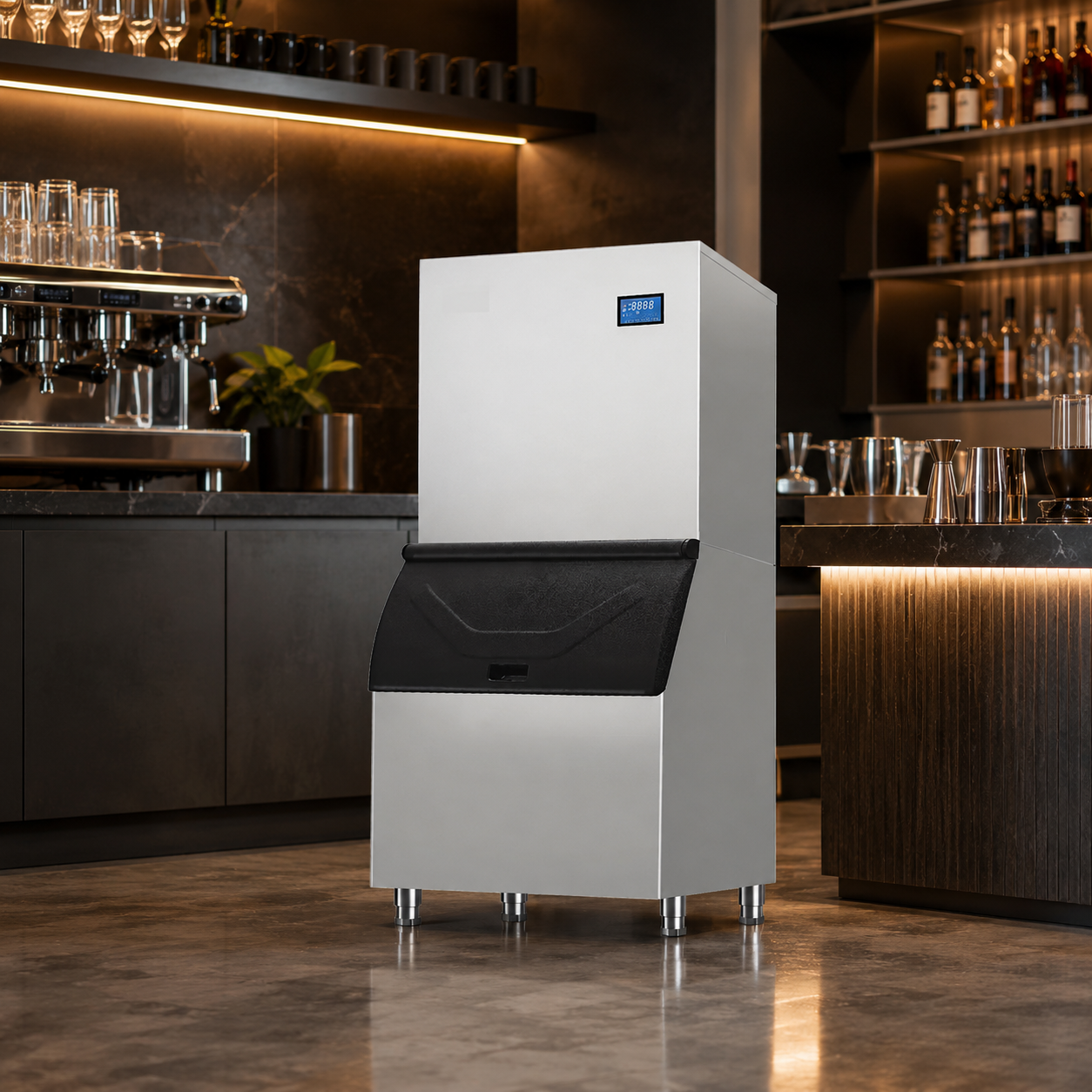 Commercial Ice Maker Machine 700KG/24H – Water-Cooled Split Ice Machine with 220KG Storage, Automatic Cleaning & Adjustable Square Ice Cubes