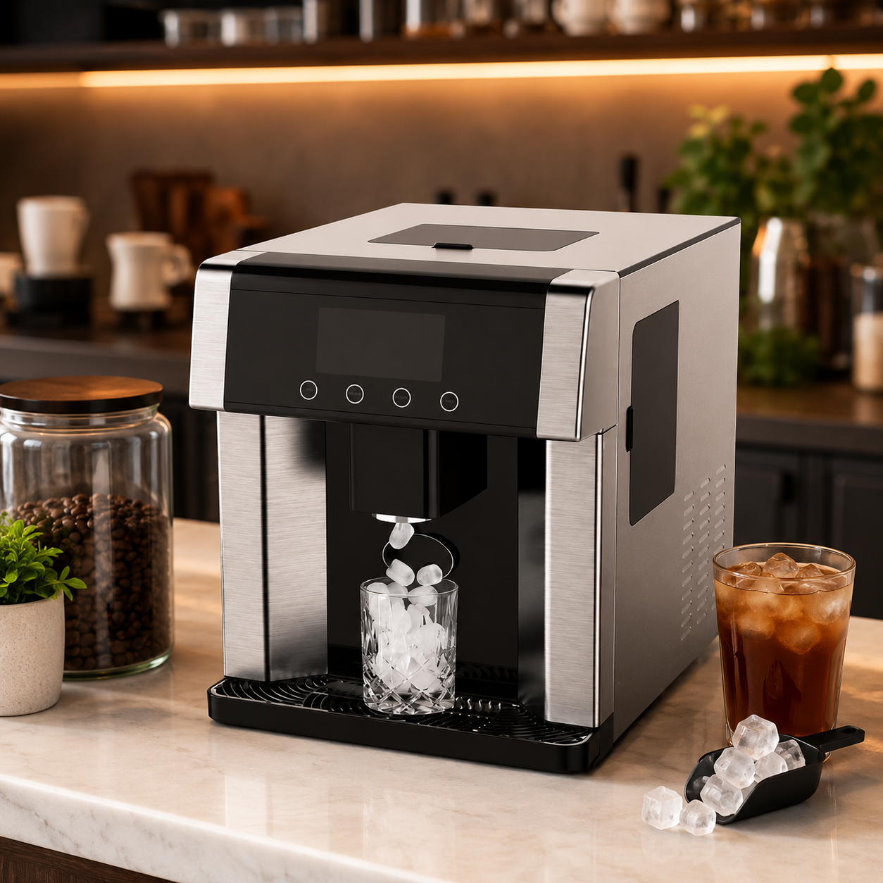 Nobel NIM31 Countertop Ice Maker & Water Dispenser – 10–15KG/Day, 3 Ice Sizes, 1.8L Tank & LCD Display