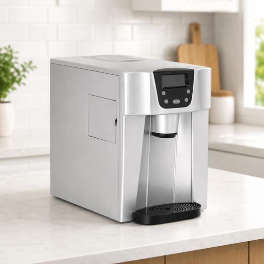 3-in-1 Countertop Ice Maker & Cold Water Dispenser – 15KG/Day, 2L Tank, Silver