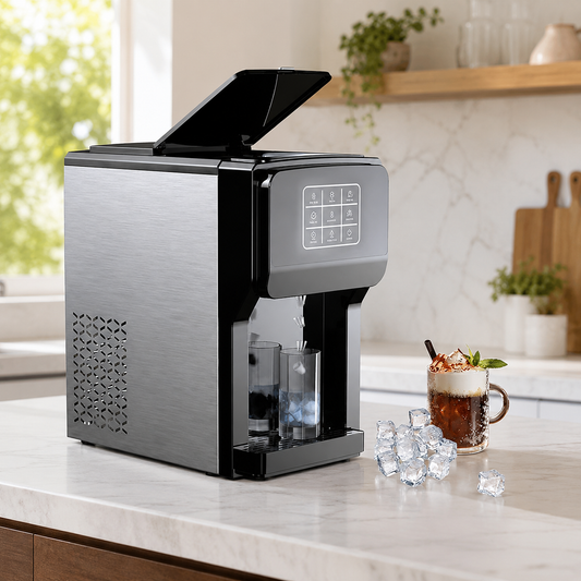 3-in-1 Ice Maker, Water Dispenser & Ice Crusher – 18–20KG/Day with 5L Tank and Touch Contro
