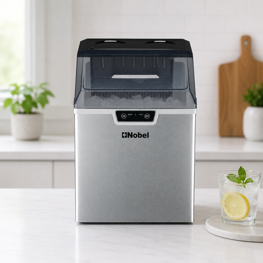 NIM24 Stainless Steel Countertop Ice Maker – 15–18KG/Day Bullet Ice Machine with 2.4KG Storage Bin