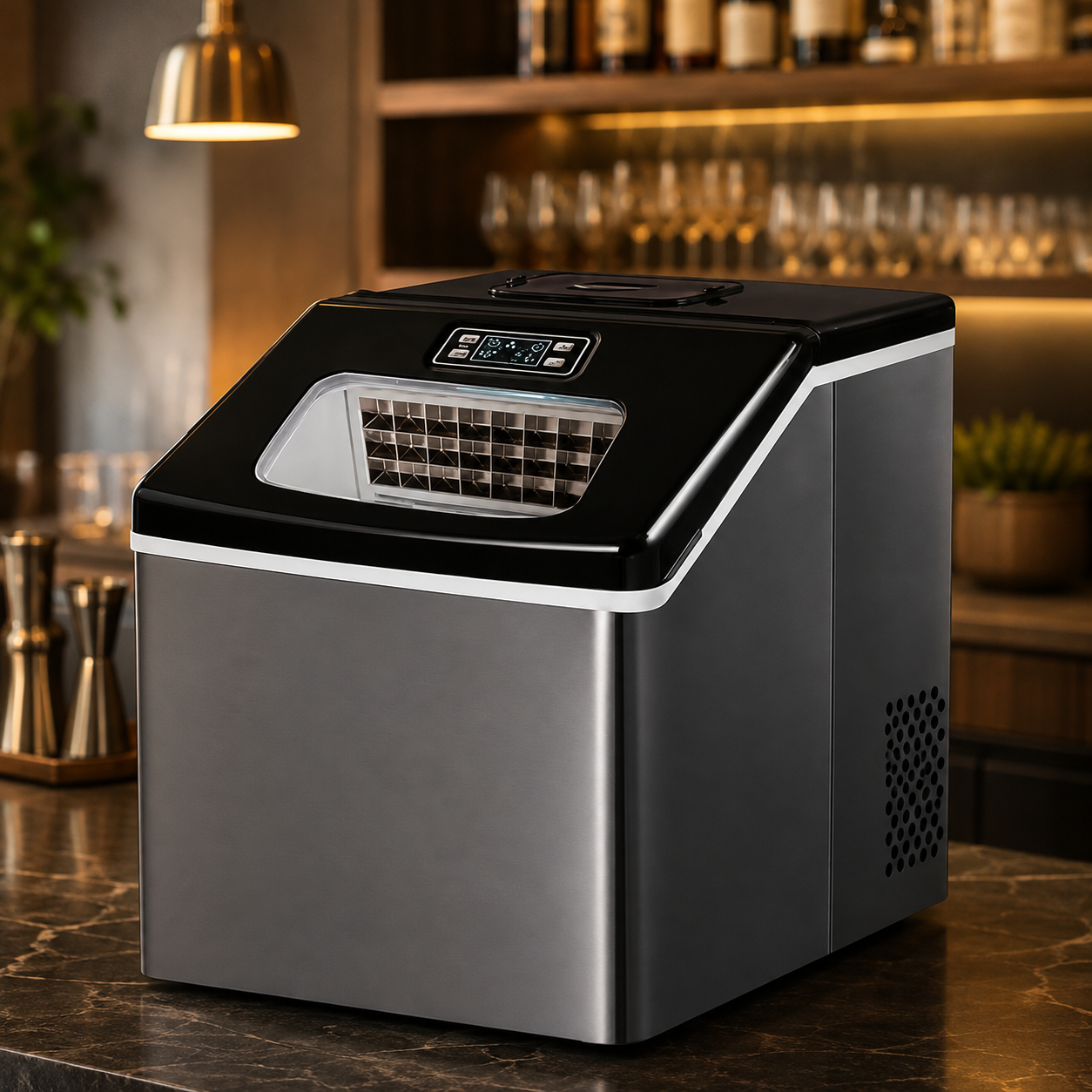 A-30KG Automatic Countertop Ice Maker – 25–30KG/Day Stainless Steel Ice Cube Machine for Home, Café & Restaurant