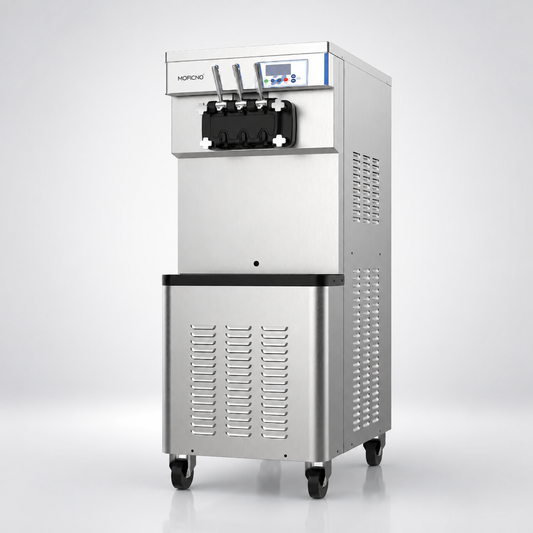 Ice Cream Machine with 3 Flavors Commercial Ice Cream Maker 2500W Compressor Soft Ice Cream Machine with LCD Panel for Restaurants Snack Bar