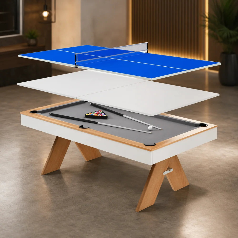 3-in-1 Convertible Billiard Table TE-186 with Table Tennis & Dining Top