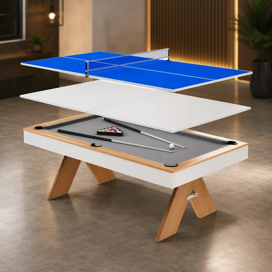 3 in 1 Professional Modern Billiard Pool Table with Premium Blue Felt Luxury Commercial Pool Table for Home & Club Use
