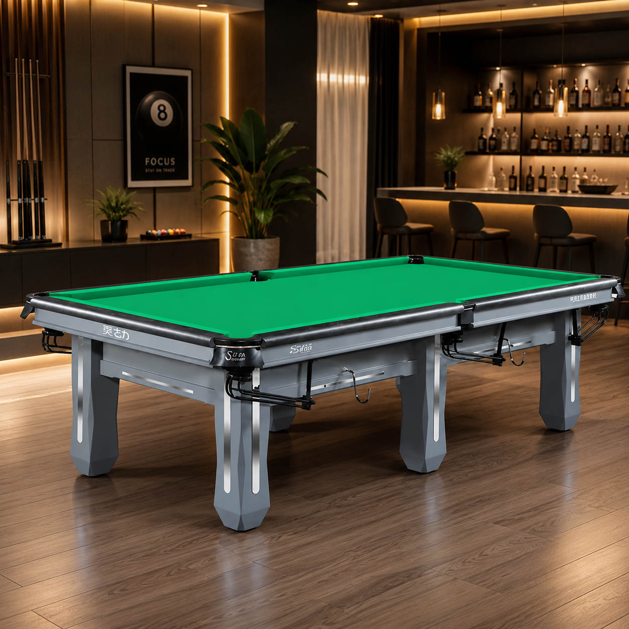 9-6 SM Dragon Chinese 8-Ball Billiard Table with 25mm Slate Top & Solid Maple Wood Frame