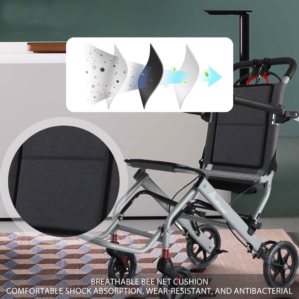 Manual Wheelchair, Lightweight Foldable Transport Wheelchair
