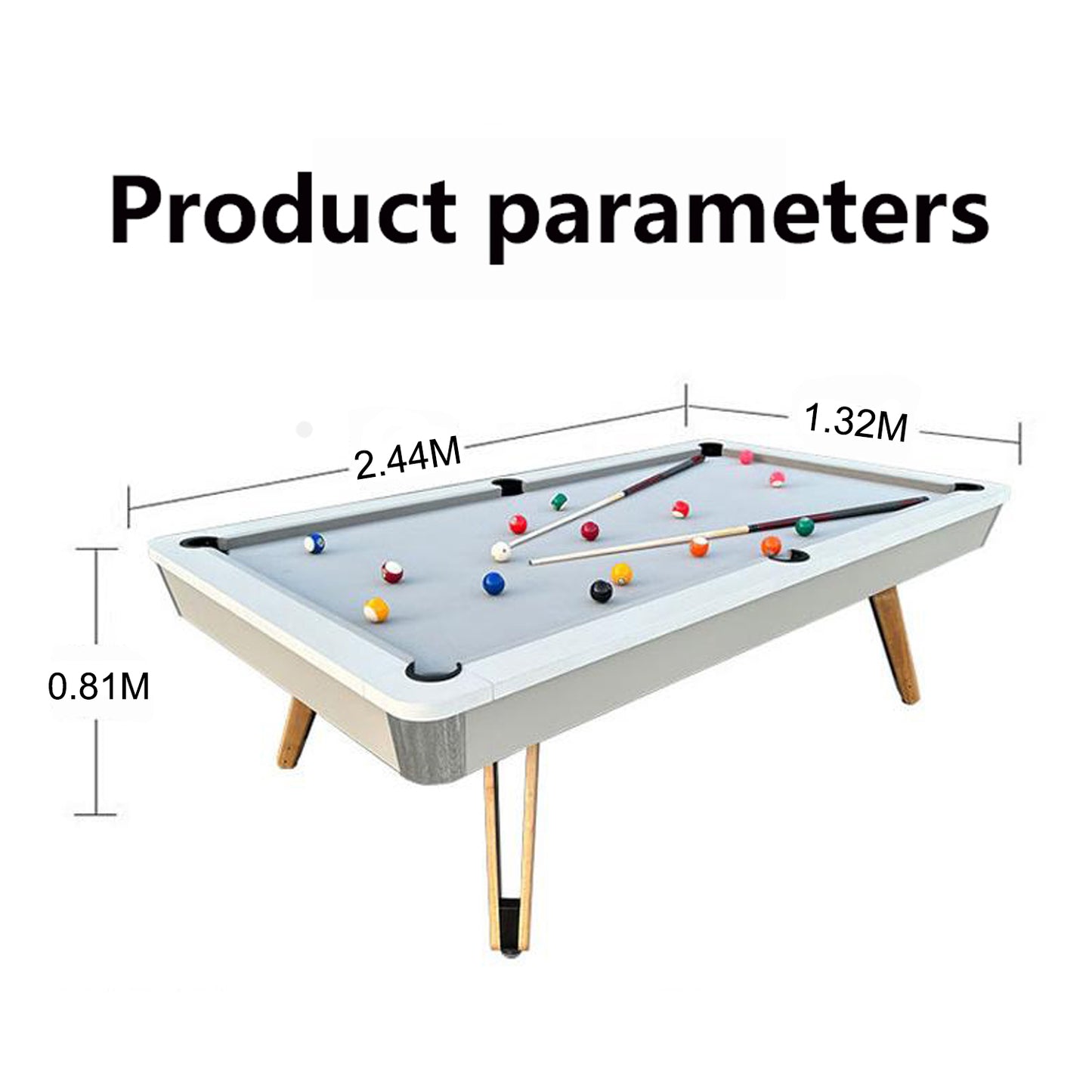 8-ft 3 IN 1 Professional Billiard Pool Tables with Full Accessory Pool Table with Table Tennis Top - White with Grey Felt