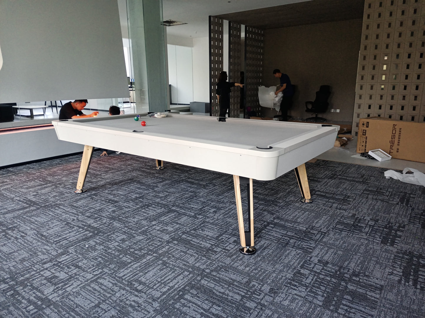 8-ft 3 IN 1 Professional Billiard Pool Tables with Full Accessory Pool Table with Table Tennis Top - White with Grey Felt