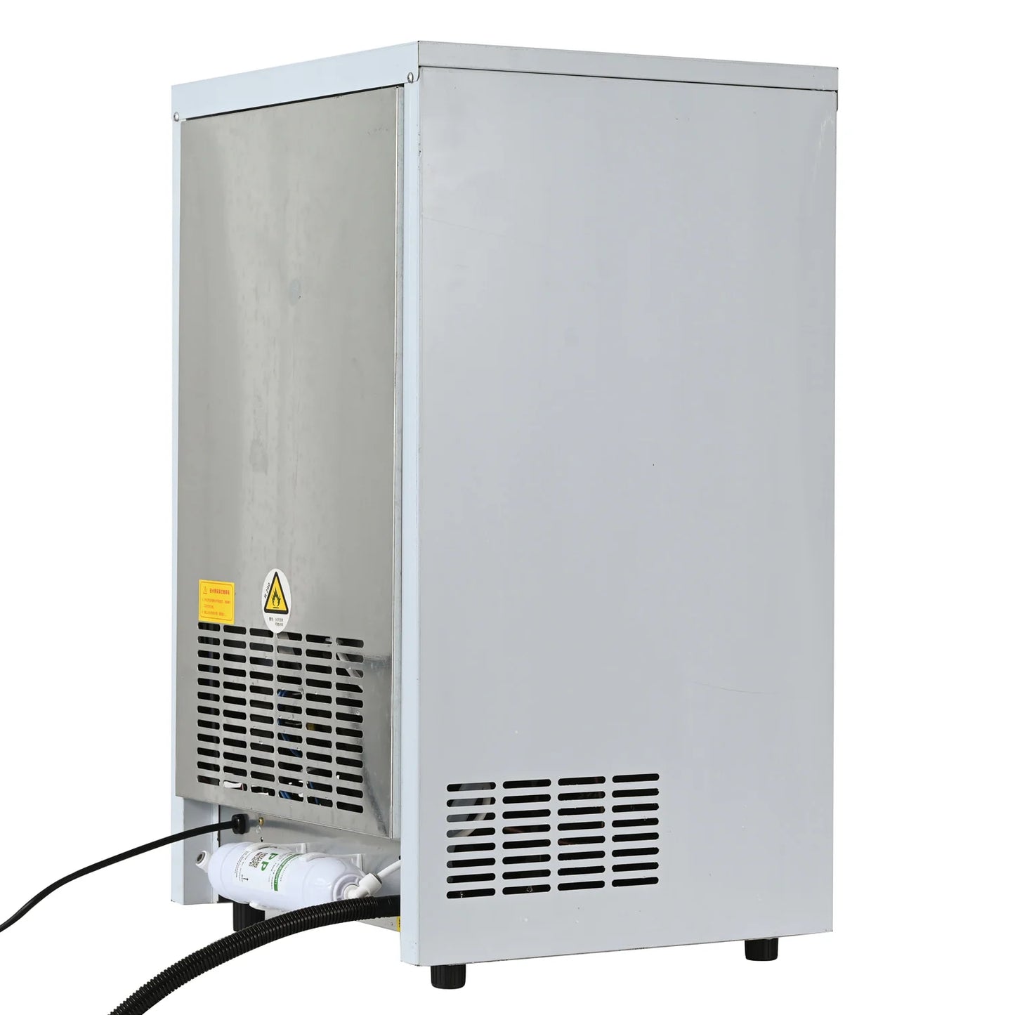 Integrated Ice Maker Machine, 70-80KGS/24H Stainless Steel Under Counter ice Machine with 12KGS Ice Storage Capacity, Freestanding Ice Maker