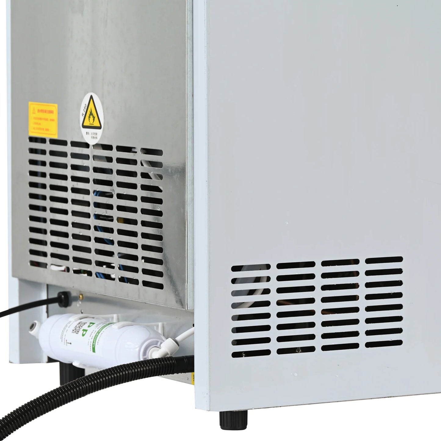 Integrated Ice Maker Machine, 70-80KGS/24H Stainless Steel Under Counter ice Machine with 12KGS Ice Storage Capacity, Freestanding Ice Maker