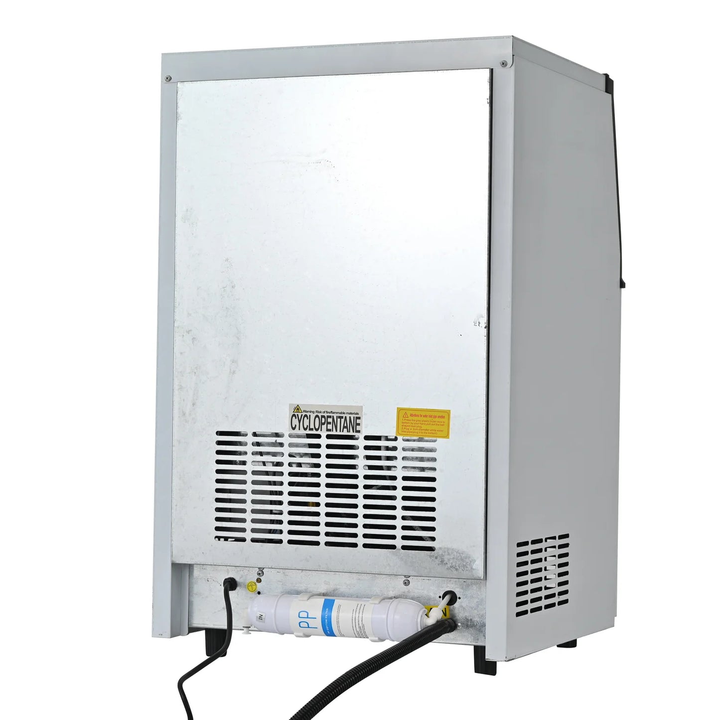 Integrated Ice Maker Machine, 100-110KGS/24H Stainless Steel Under Counter ice Machine with 15KGS Ice Storage Capacity, Freestanding Ice Maker