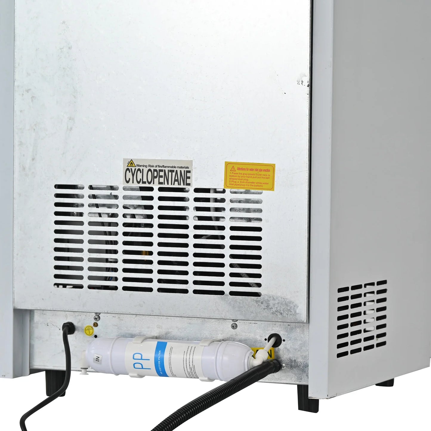 Integrated Ice Maker Machine, 100-110KGS/24H Stainless Steel Under Counter ice Machine with 15KGS Ice Storage Capacity, Freestanding Ice Maker