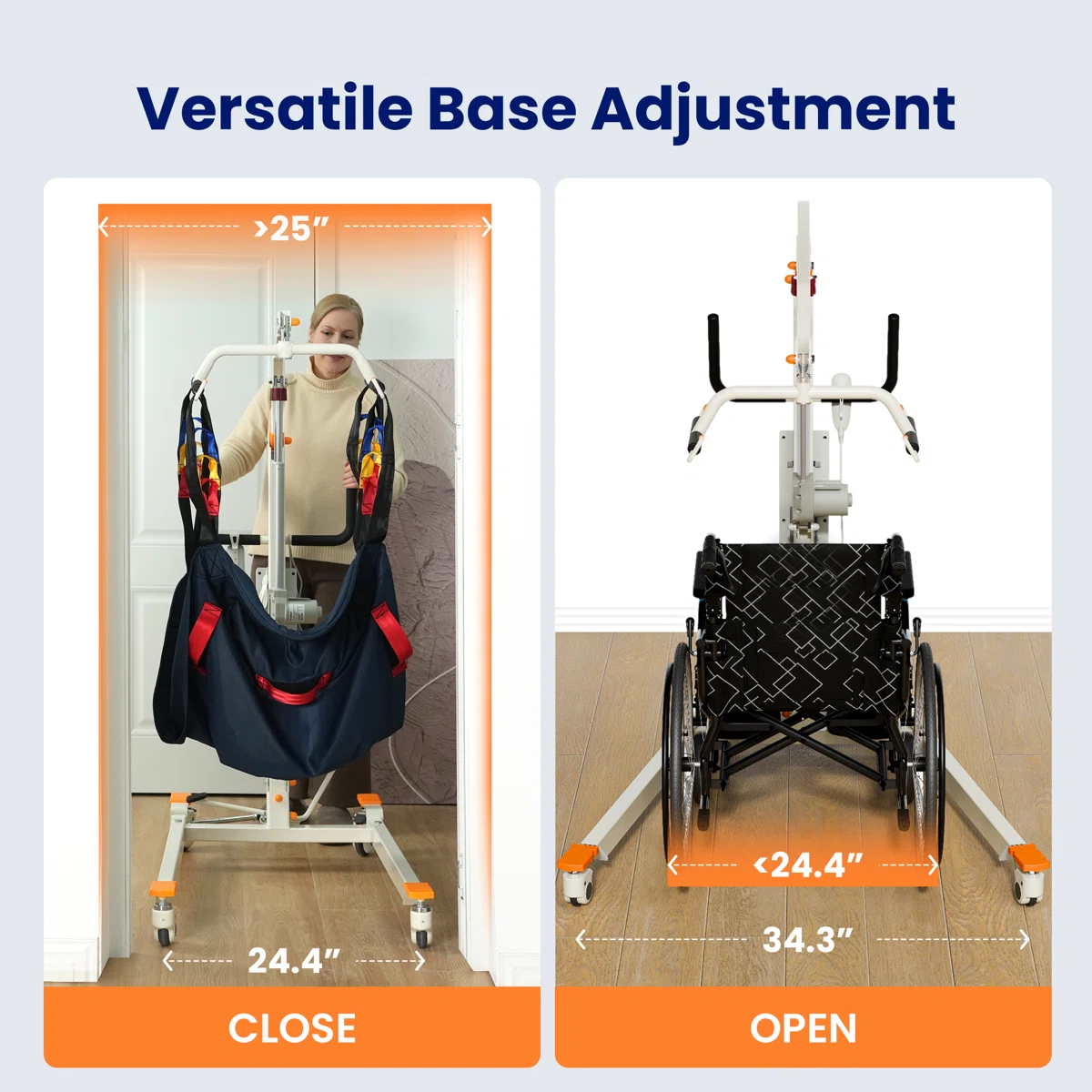 Portable Electric Patient Lift - Compact Folding Full Body Powered Transfer Lifter for Home