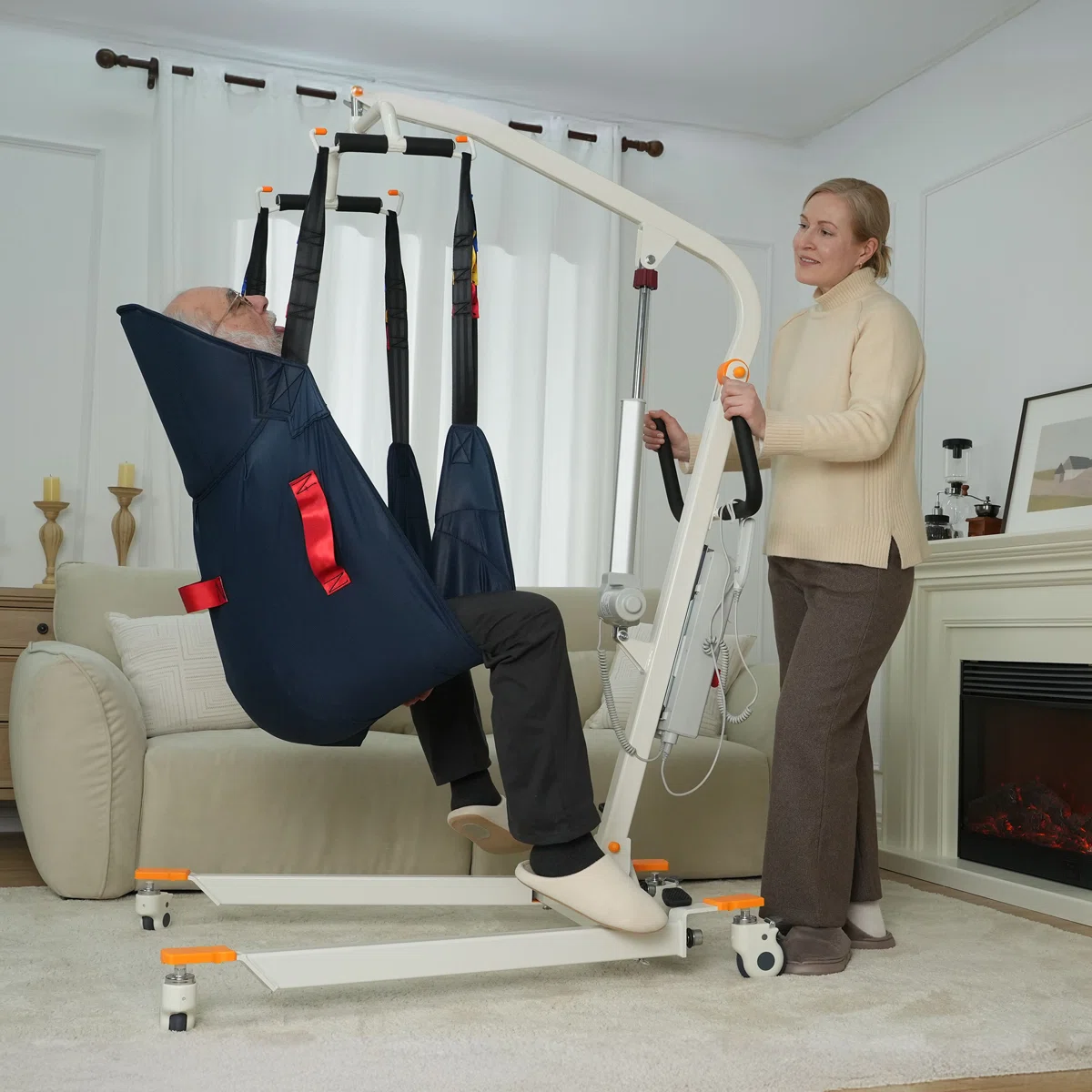 Portable Electric Patient Lift - Compact Folding Full Body Powered Transfer Lifter for Home