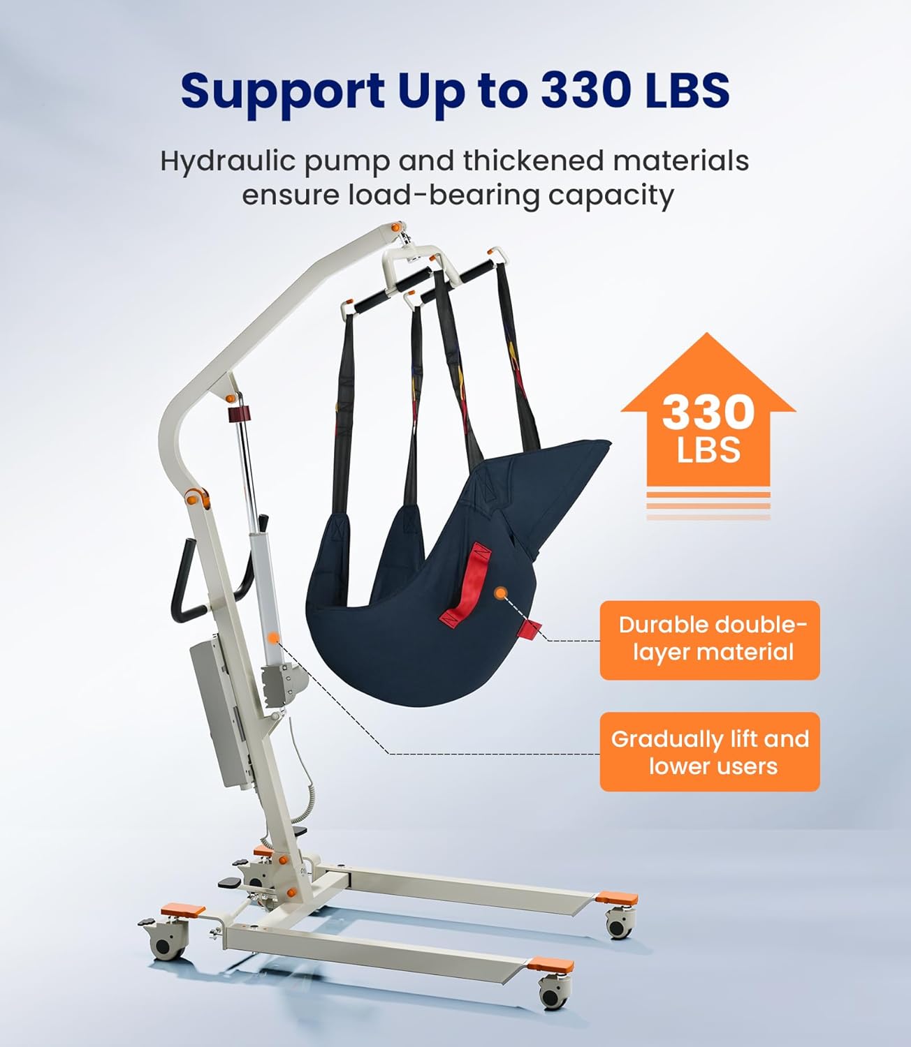 Portable Electric Patient Lift - Compact Folding Full Body Powered Transfer Lifter for Home