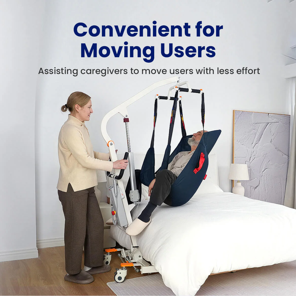 Portable Electric Patient Lift - Compact Folding Full Body Powered Transfer Lifter for Home