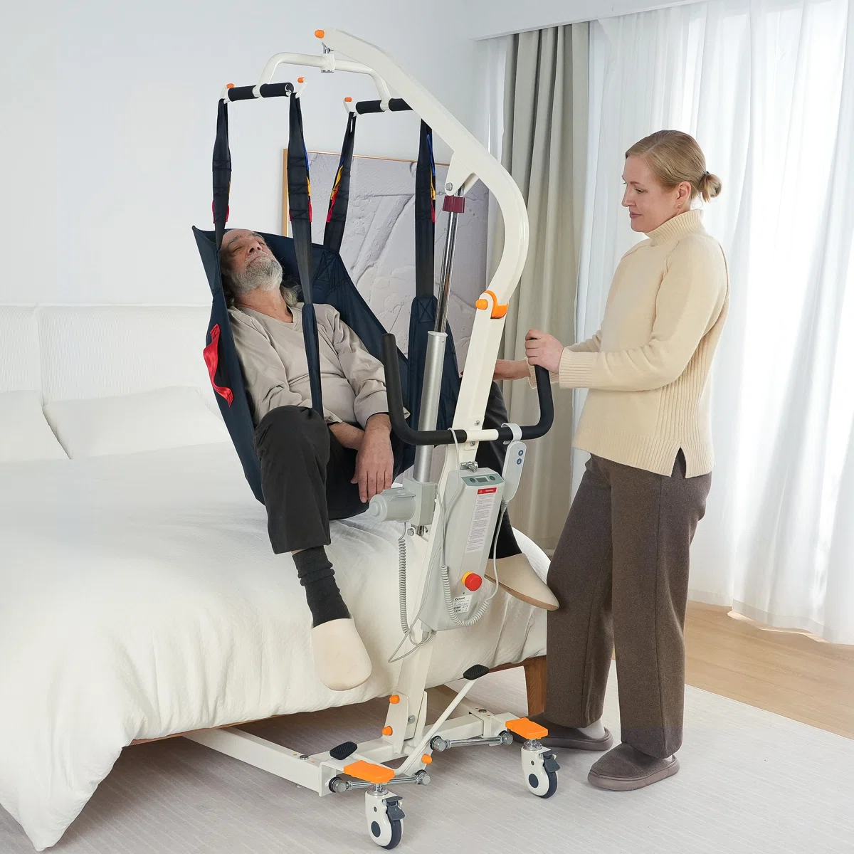 Portable Electric Patient Lift - Compact Folding Full Body Powered Transfer Lifter for Home