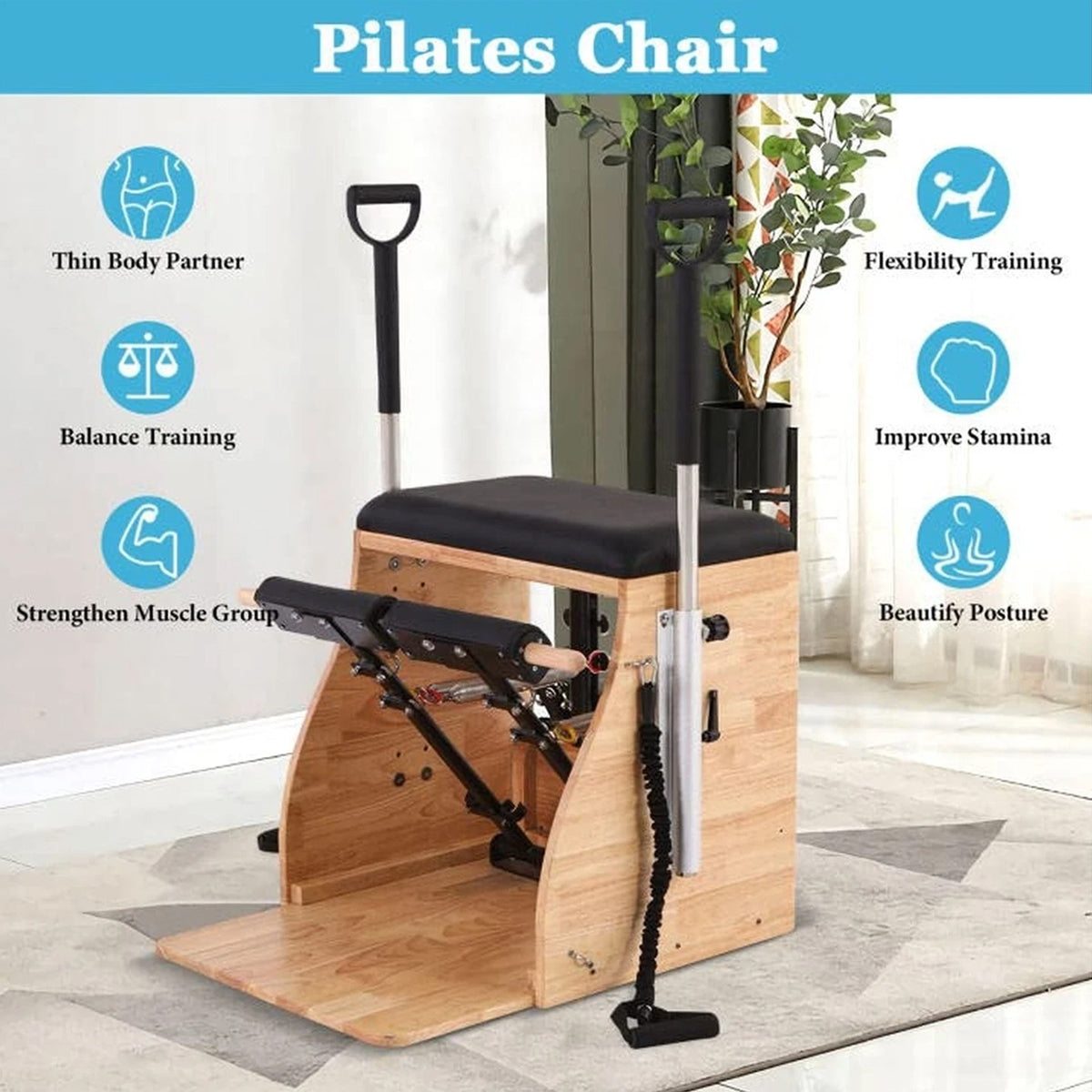 Multi Functional Wunda Chair Pilates Fitness Exercise Durable Oak Equipment Pilates Stability Chair Balance Trainer