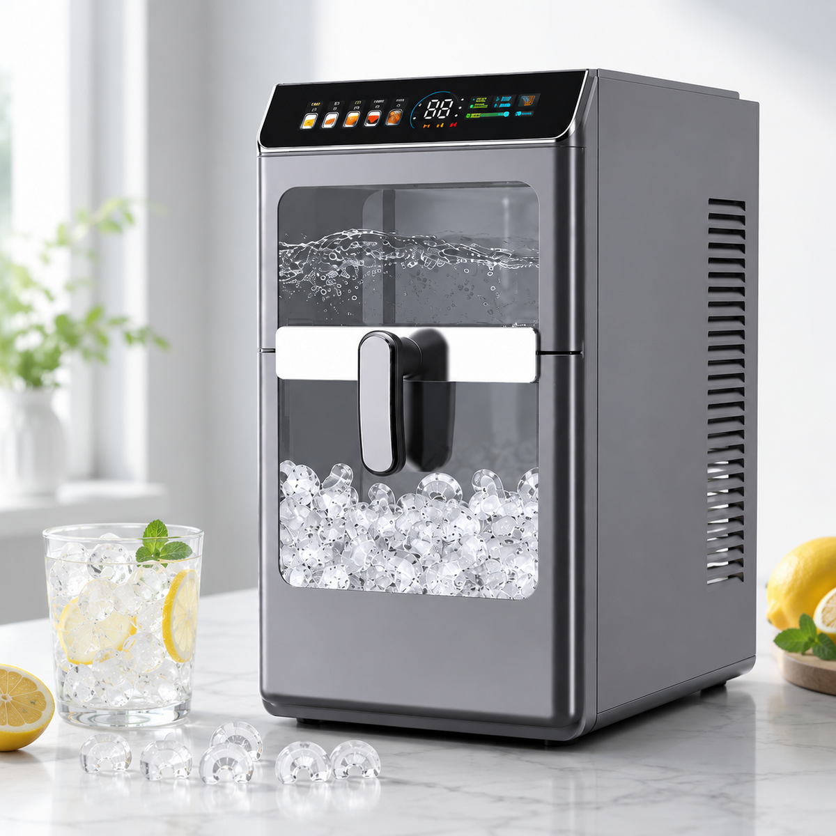 12KG/24H Countertop Crescent Ice Maker Machine with Water Tank, Fast Ice Making, Self-Cleaning Portable Ice Maker
