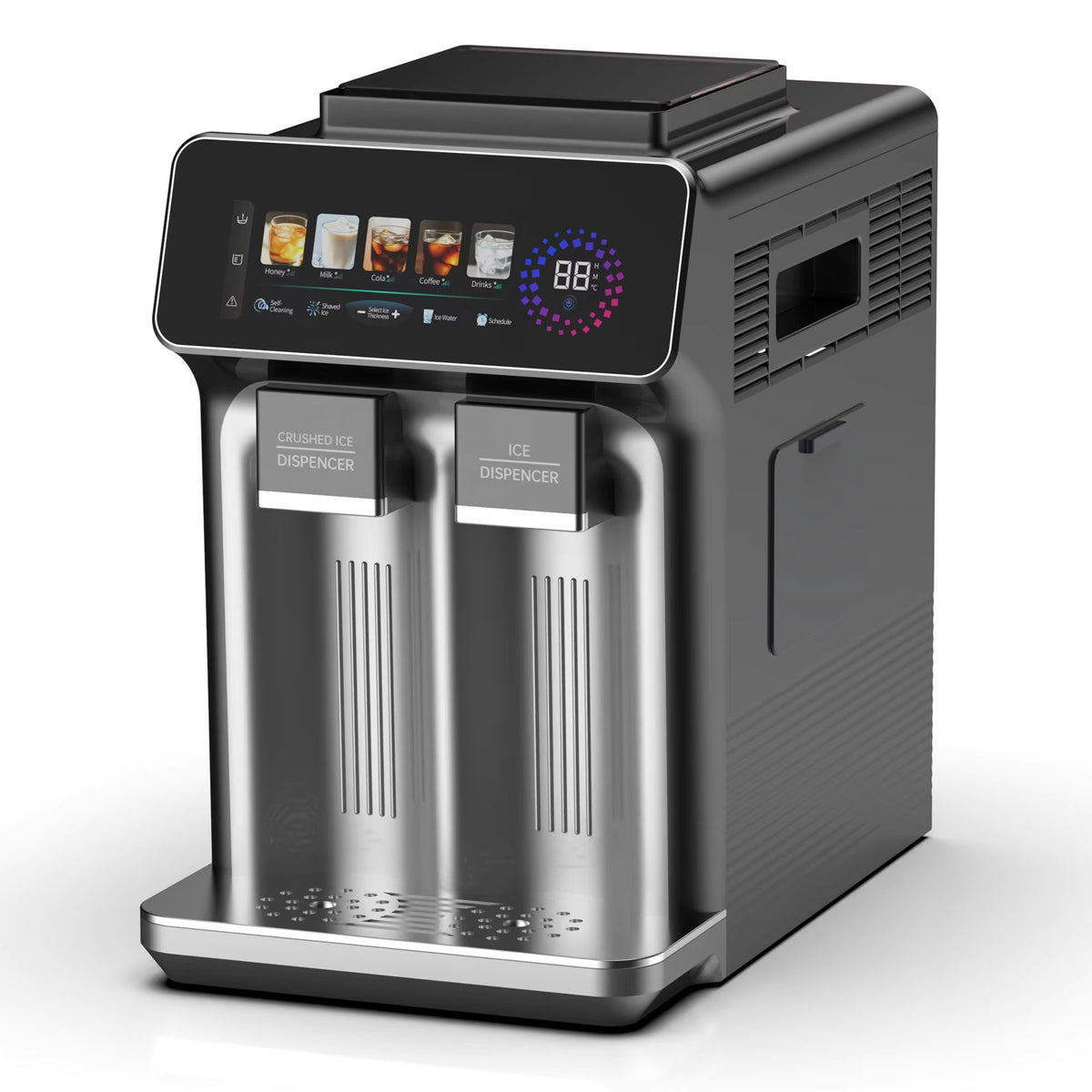 Stainless Steel Multi Functional Ice Maker 3 Functions Cubes Slush Coldwater With Intelligent Large-Screen Digital
