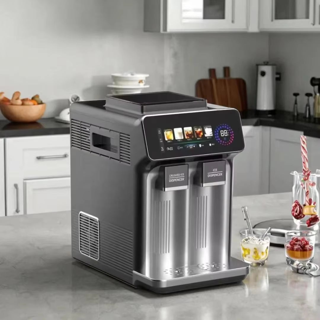 Stainless Steel Multi Functional Ice Maker 3 Functions Cubes Slush Coldwater With Intelligent Large-Screen Digital