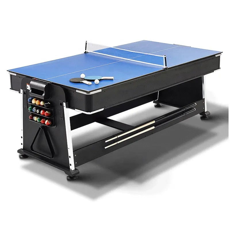 Most Popular 7 Feet 4-in-1 Multi Game Table, Rotating Billiard Pool Table with Air Hockey Table Tennis and Dinning Top DGMT-3005-SRK